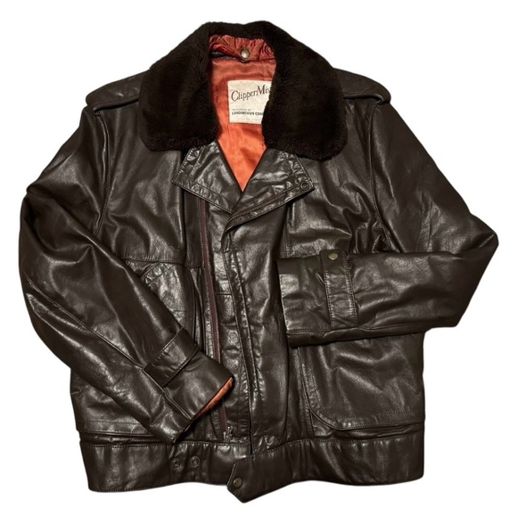 Clipper Mist by London Fog Leather Bomber Jacket Size 44 - Picture 1 of 10